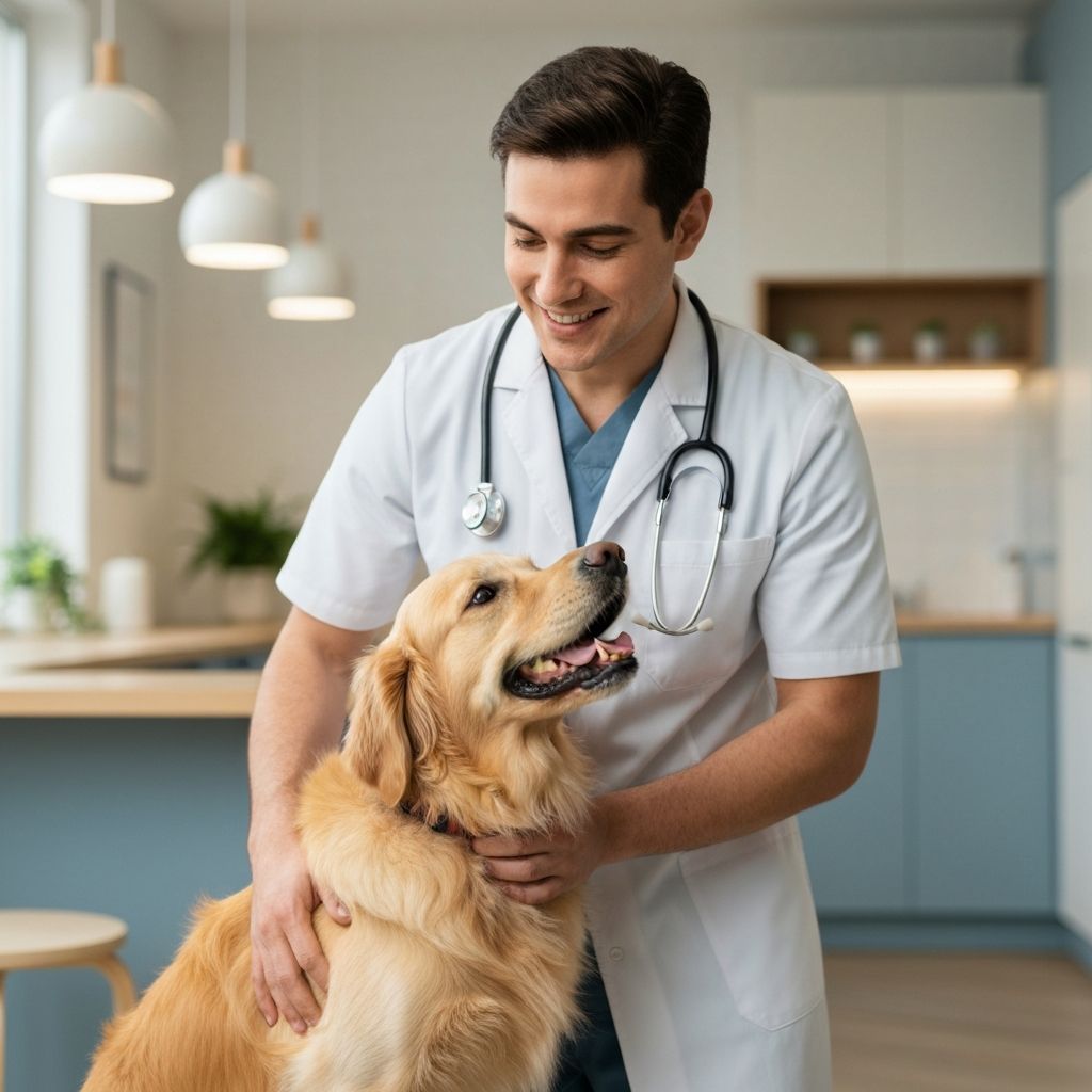 Veterinário cuidando de um cachorro